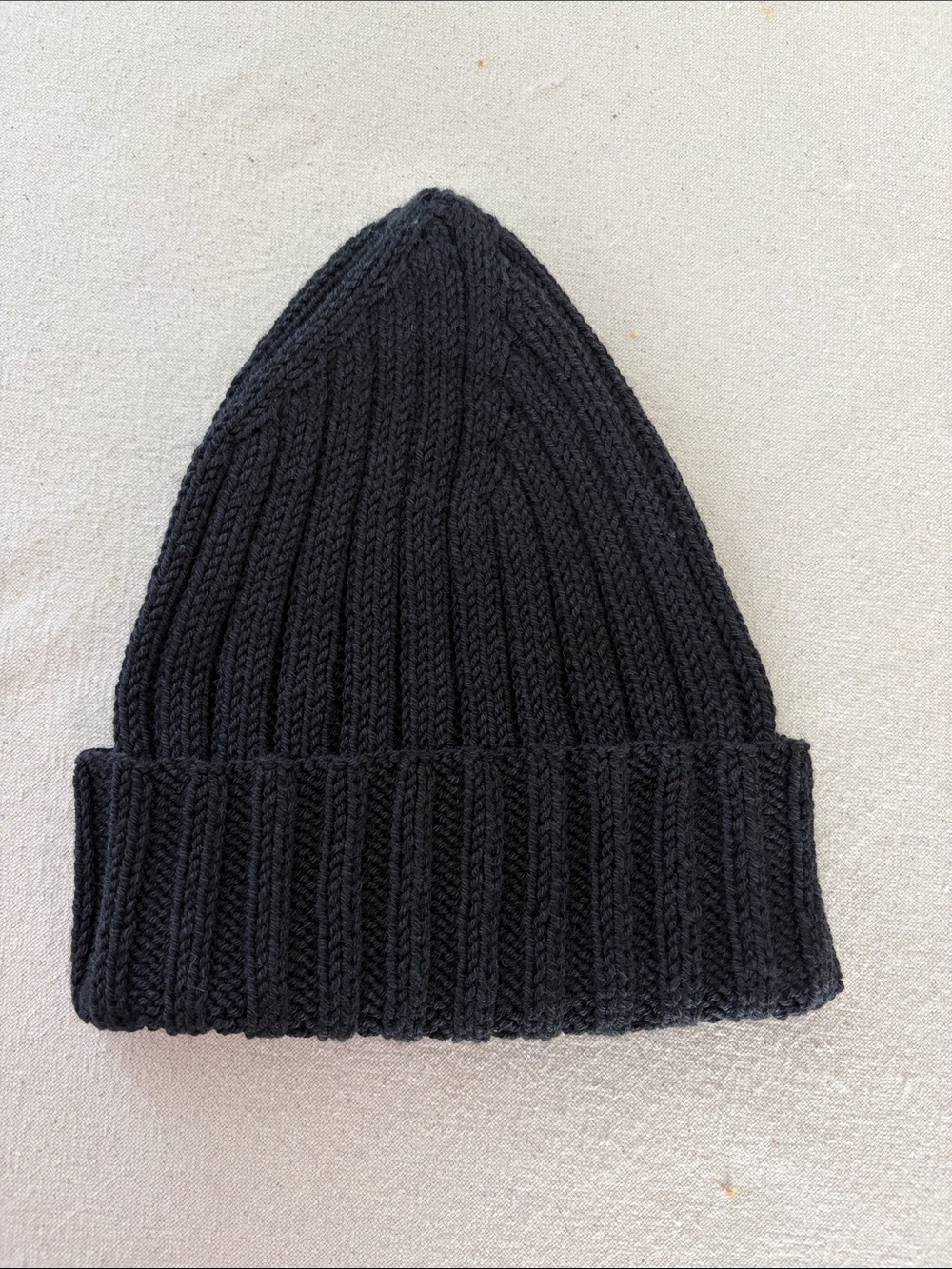 Black Ribbed Knit Beanie Hat - Unisex